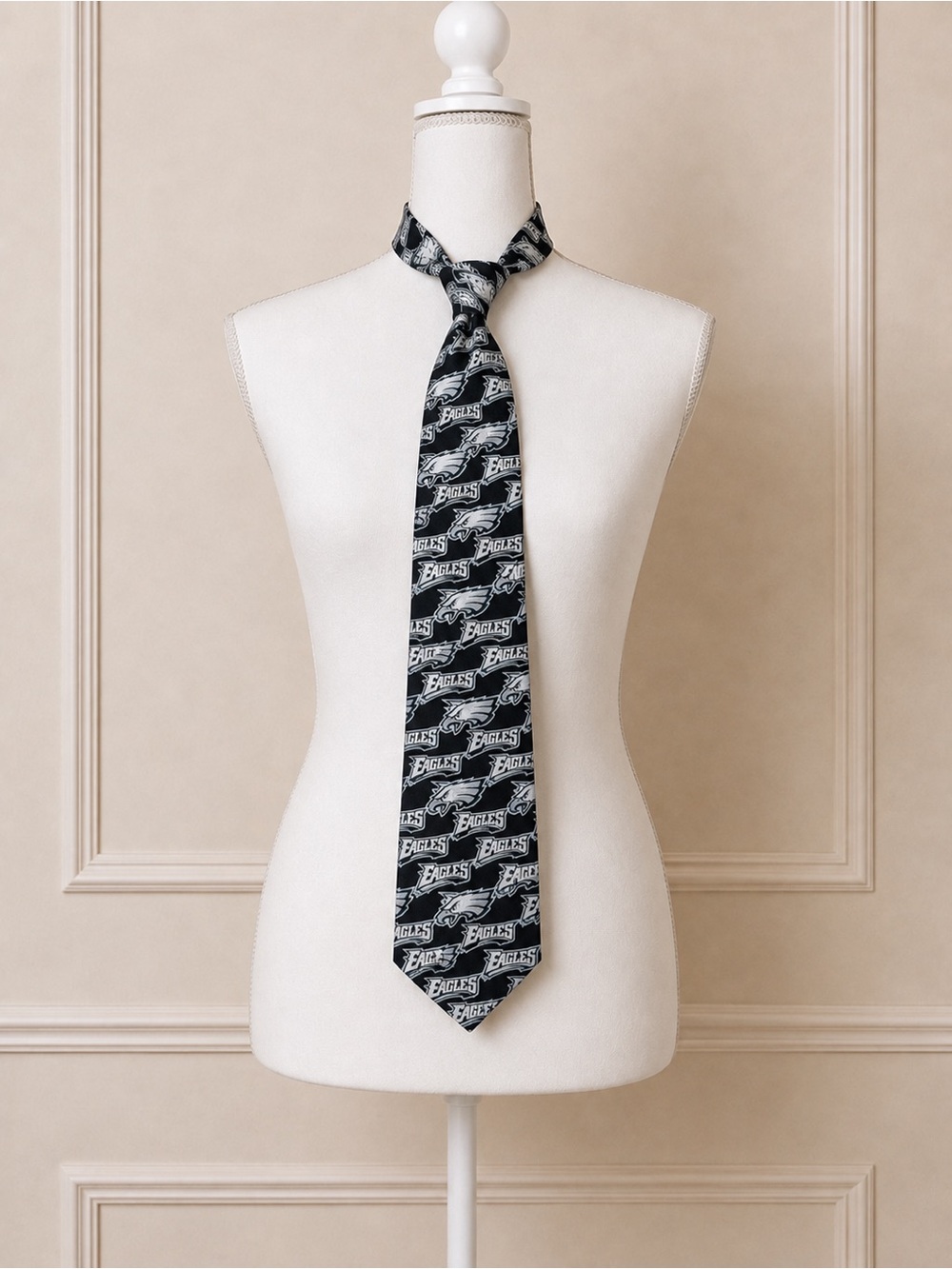Vintage Philadelphia Eagles NFL 100% Silk Necktie Logo Print Made in USA Y2K